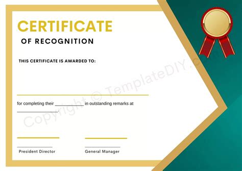 Certificate Of Recognition Blank Printable Template In Pdf And Word In