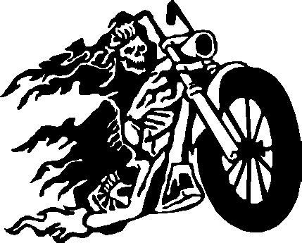 Biker Skull Guy, Riding a Motorcycle, Vinyl cut decal