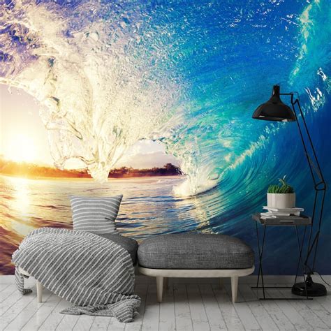 Removable Wallpaper Mural Peel And Stick Beautiful Ocean Wave Etsy