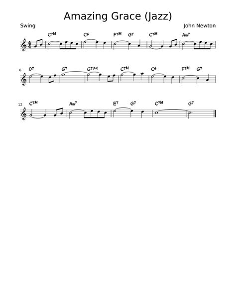 Amazing Grace Jazz Sheet Music For Piano Solo Easy