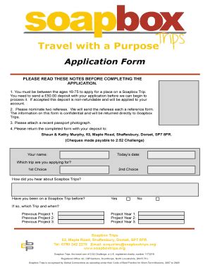 Fillable Online Trips Application Form Fax Email Print Pdffiller