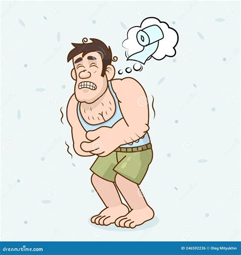 Cartoon Character Grabbed His Stomach Stomach Pain Vector Concept Sad