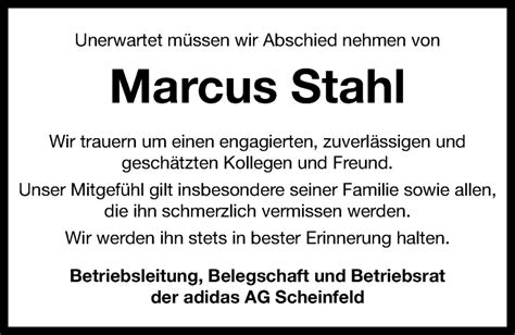 Traueranzeigen Von Marcus Stahl Trauer Flz De