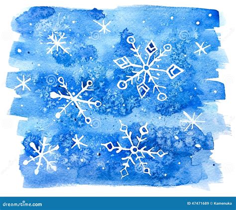 Watercolor Snowflakes Abstract Background Stock Illustration