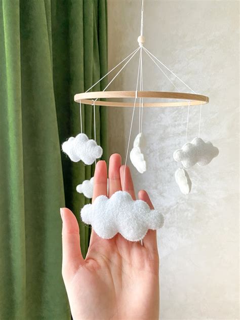 Felt Cloud Baby Mobile Cloud Crib Mobile Nursery Decor Etsy