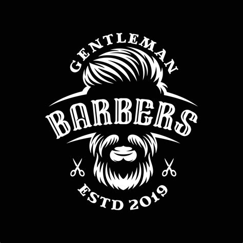 Barbershop Hairstyle Logo In Black Background 11414813 Vector Art At