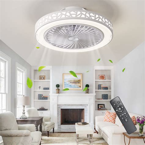 IZOWE Ceiling Fan with Lights, Bladeless Ceiling Fans, 19" Enclosed Fan ...