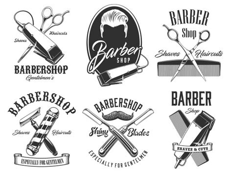 Vintage monochrome barbershop labels Royalty Free Vector