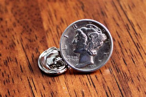 Mercury Dime Tie Tack Us Coin Lapel Pin History T Teacher Present