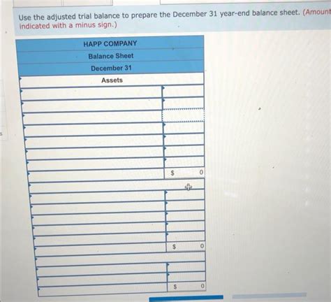 Solved The Adjusted Trial Balance For Happ Company Follows