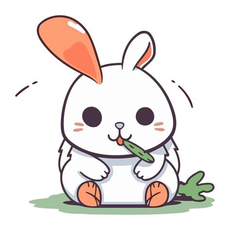 Ilustraci N De Un Lindo Conejo Blanco Comiendo Una Salchicha Vector