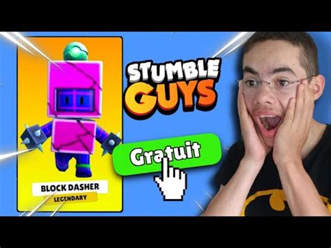 OBTENIR LE SKIN BLOCK DASHER GRATUITEMENT SUR STUMBLE GUYS YouTube