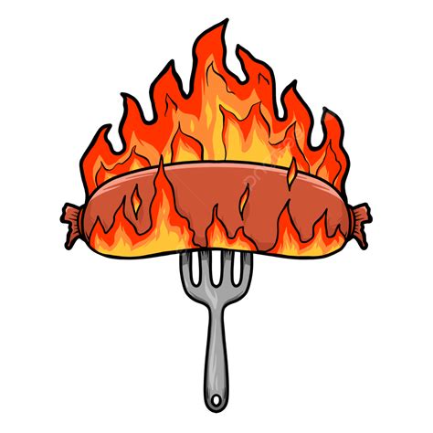 Grill Fork Png Transparent Large Size Grilled Sausage Illustration