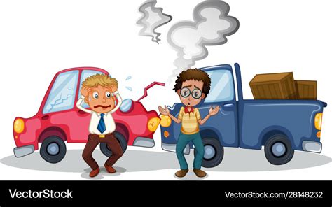 Accident Scene With Car Crash Royalty Free Vector Image