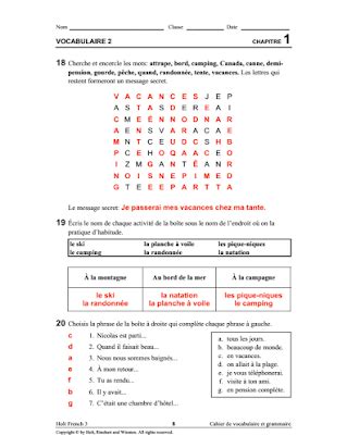 Holt French 1 Vocabulaire 1 Chapitre 1 Answer Key