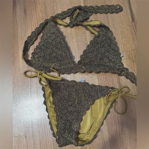Becca Swim Becca By Rebecca Virtue Gold Crochet Bikini Poshmark