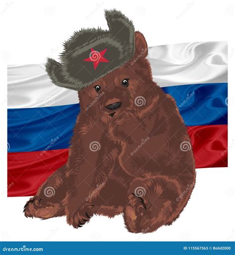 Russian Bear And Flag Stock Illustration Illustration Of Preschool