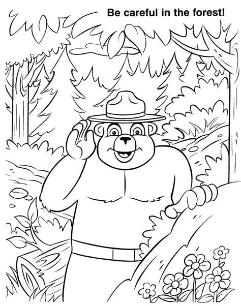 Smokey Bear In The Forest Coloring Page Free Printable Coloring Pages