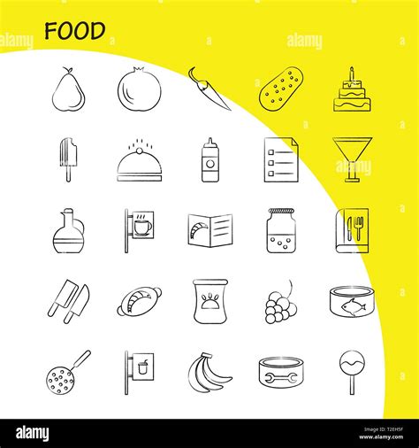 Food Hand Drawn Icons Set For Infographics Mobile UX UI Kit And Print