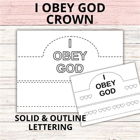 I Obey God Bible Crown Craft Activity Printable Sunday School Bible