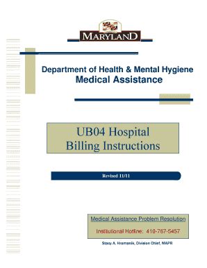 Fillable Online Mmcp Dhmh Maryland UB04 Hospital Mmcp Dhmh Maryland