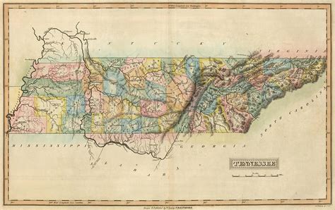 Vintage Map Of Tennessee 1822 Drawing By Cartographyassociates Fine