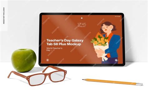 Premium Psd Teachers Day Galaxy Tab S8 Plus Mockup Perspective