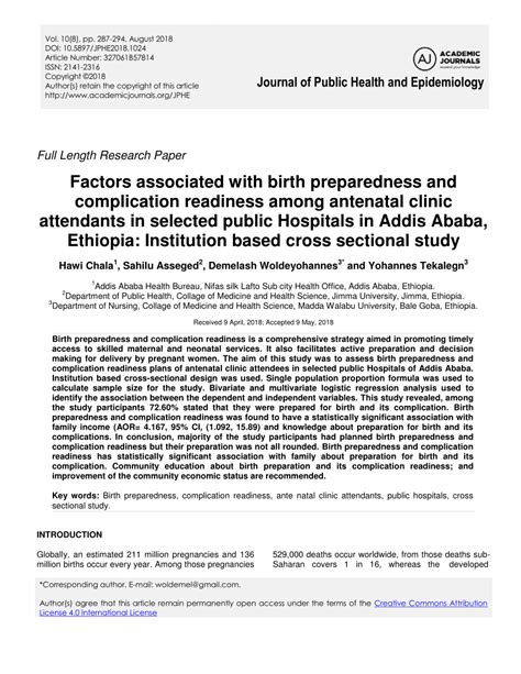 PDF Journal Of Public Health And Epidemiology Factors Associated With