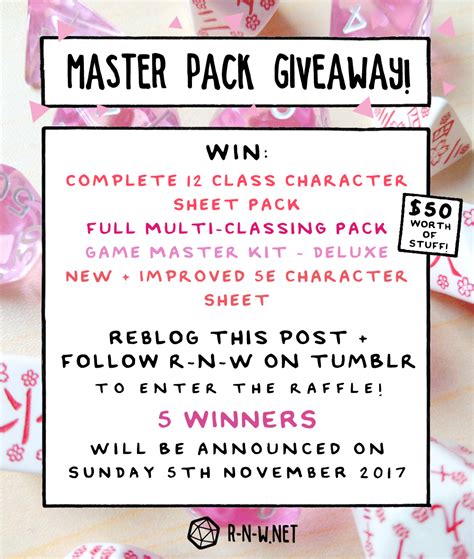 R N W Its That Time Again The Masterpack Giveaway Your