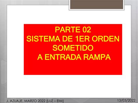 An Lisis De La Respuesta Temporal Sistema De Er Orden Entrada Rampa