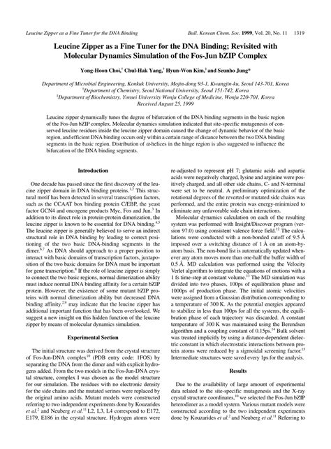 (PDF) Leucine Zipper as a Fine Tuner for the DNA Binding Leucine Zipper ...