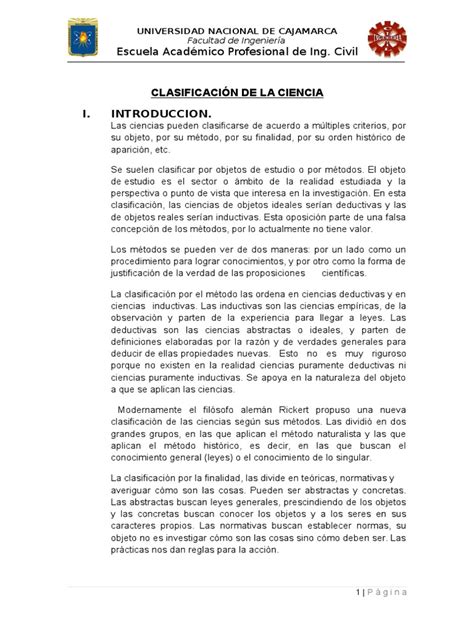 Pdf Clasificaci N De La Ciencia Dokumen Tips