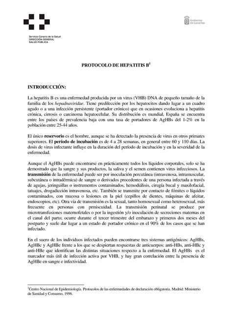 Hepat b Informé Servicio Canario de la Salud DIRECCIÓN GENERAL