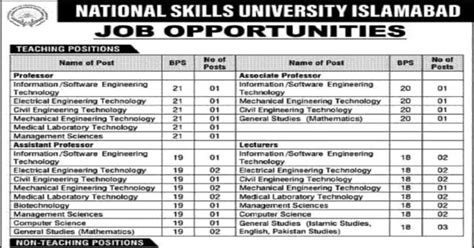 National Skills University Nsu Islamabad Jobs Apply Now Jobzsearcher