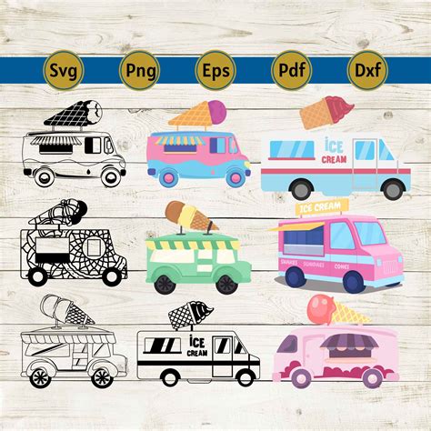 Ice Cream Truck SVG Bundle Taco Truck Svg Cute Summer Clipart Dodgers