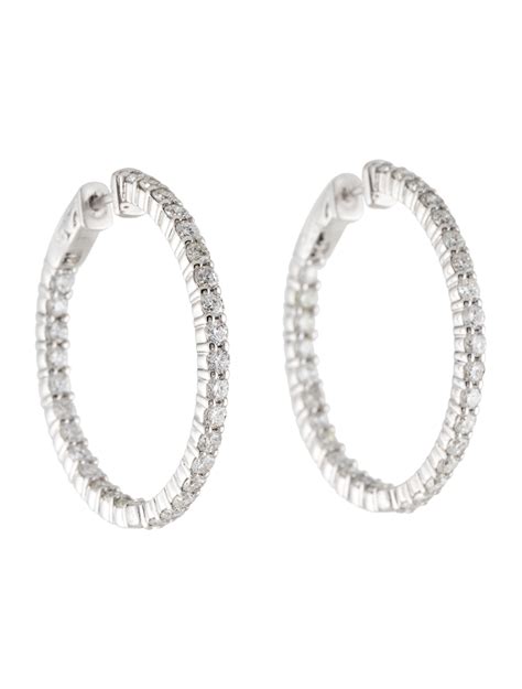 Roberto Coin 18k Diamond Small Inside Out Hoop Earrings Rhodium