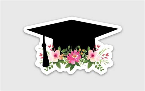 Graduate Pink Floral Sticker Graduation Gift Etsy Espa A