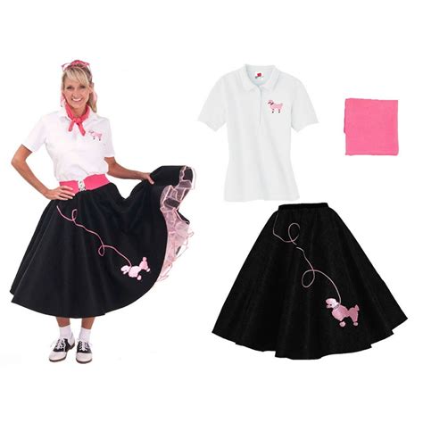 Hip Hop 50s Shop Plus Size 3 Pc 50s Poodle Skirt Outfit Black W