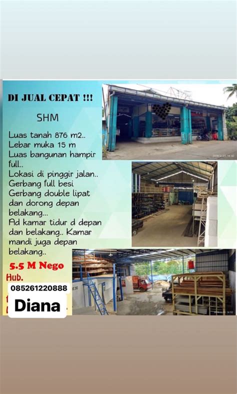 Dijual Murah Tanah Dan Bangunan Gudang Bengkel Workshop Toko