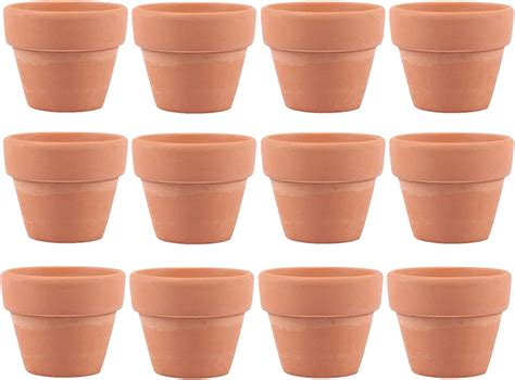 Evermarket Small Mini Clay Pots 12 Pcs 12 Terracotta Pot Clay