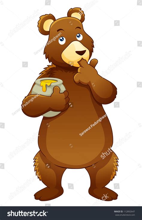 Illustration Bear Eating Honey Vector Stock Vector Royalty Free 112892647