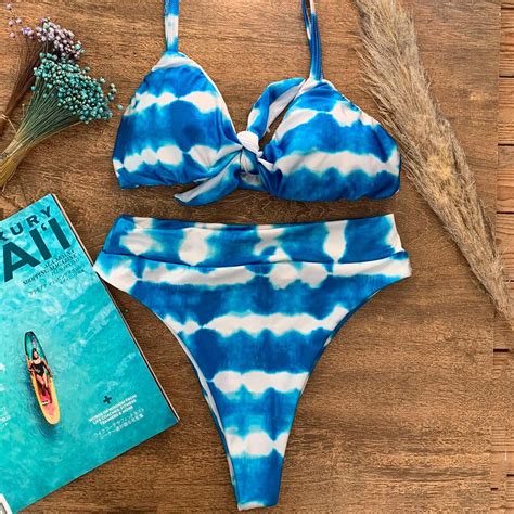 Biquini Hot Pants Amarrar Cintura Alta Moda Praia Luxo Blogueira Tiedye
