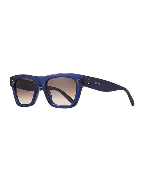 Celine Men S Rectangular Acetate Sunglasses Blue Neiman Marcus