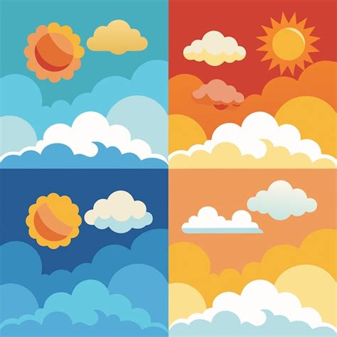 Sun And Clouds Pattern Premium Ai Generated Vector