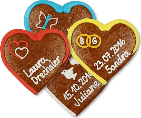 Herzf Rmige Tischkarten Aus Lebkuchen Cm