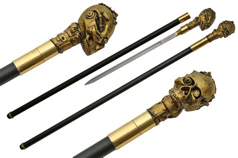 Brass Skull Cane with Removable Hidden Sword – SWORD-CANE.com