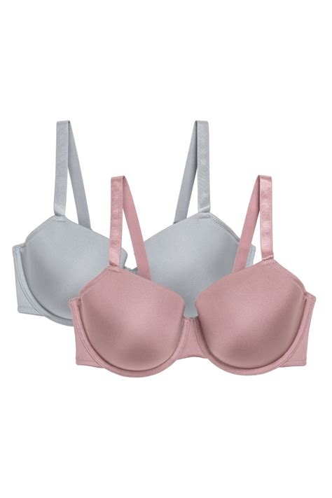 2 Pack Padded Bras D E F Cup Heather Light Gray Ladies Handm Us