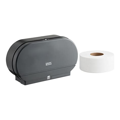 Lavex Double Roll Jumbo Toilet Tissue Dispenser With Toilet Paper Rolls