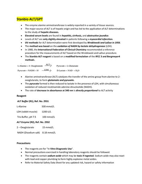 Stanbio Chemlab Lab Stanbio Alt Gpt The Enzyme Alanine