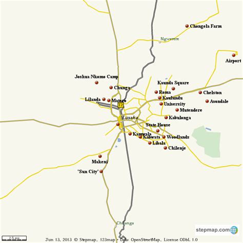 Stepmap Lusaka And Suburbs Landkarte Für World